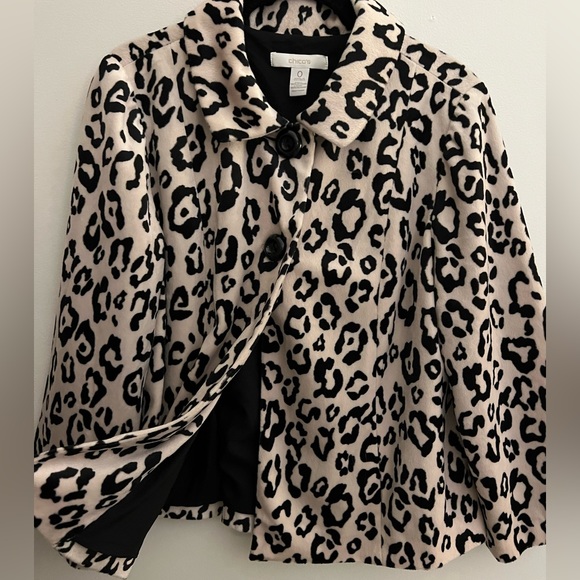 Chico’s Faux Fur Animal Print Swing Jacket Size 0 - Picture 3 of 7